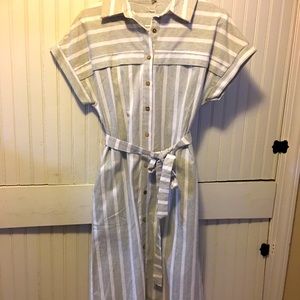 Polagram small dress.  Grey/white striped